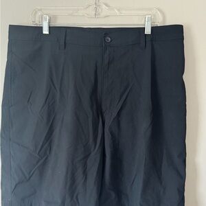 Champion Men’s 38 Black 100% Polyester Shorts Long Length Flat Front